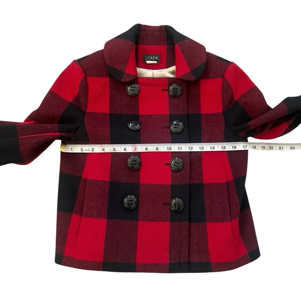 J.Crew Buffalo Check Short Peacoat Wool Red & Black Size 0 - Picture 9 of 11